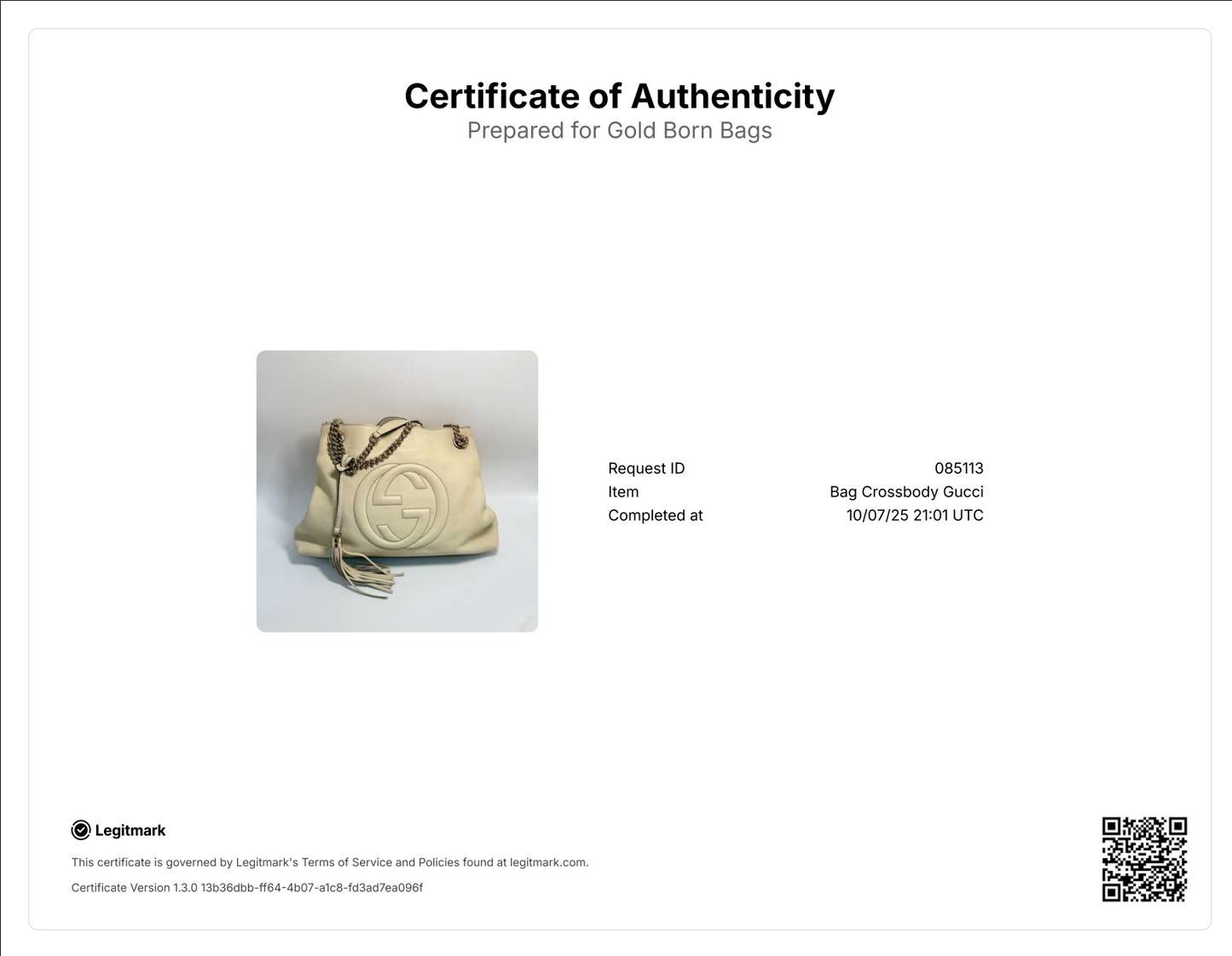 GUCCI Soho Chain Shoulder Bag Leather White