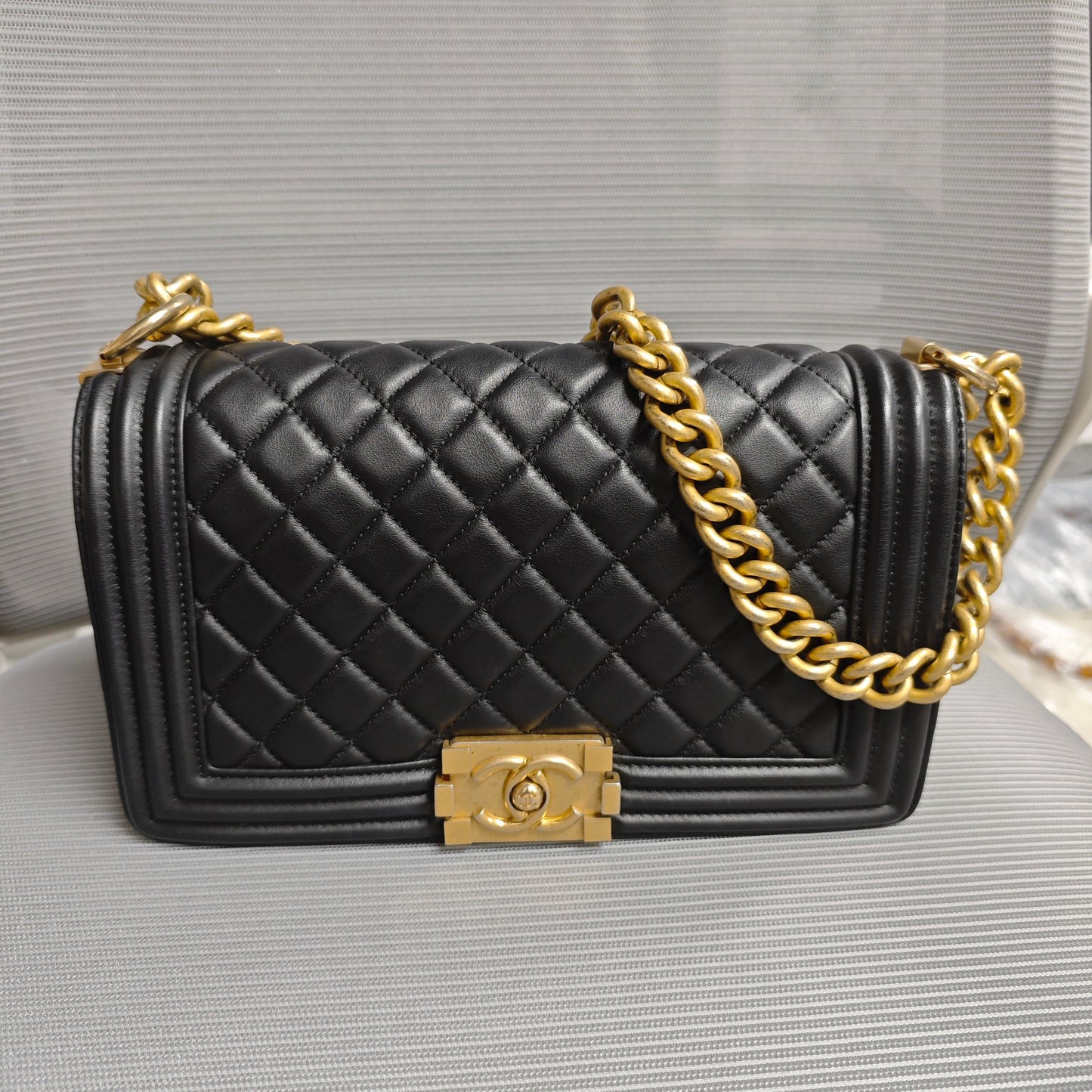 Chanel Lambskin Quilted Medium Boy Flap Black